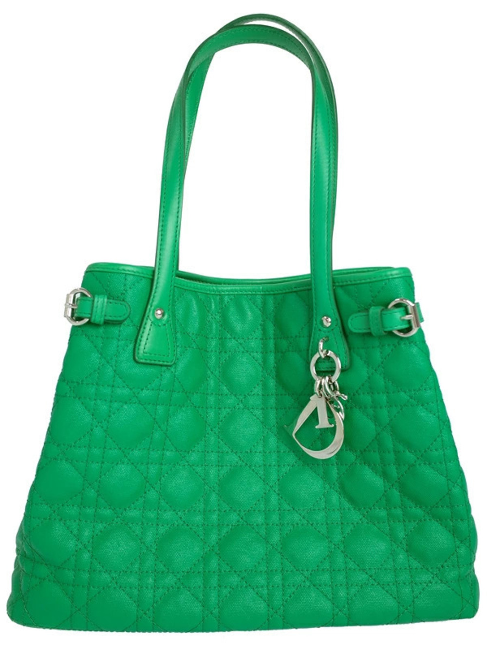 Christian Dior Black Cannage Panarea Tote quilted Green